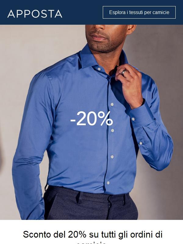 20% di sconto su tutte le camicie italiane personalizzate a partire da ora