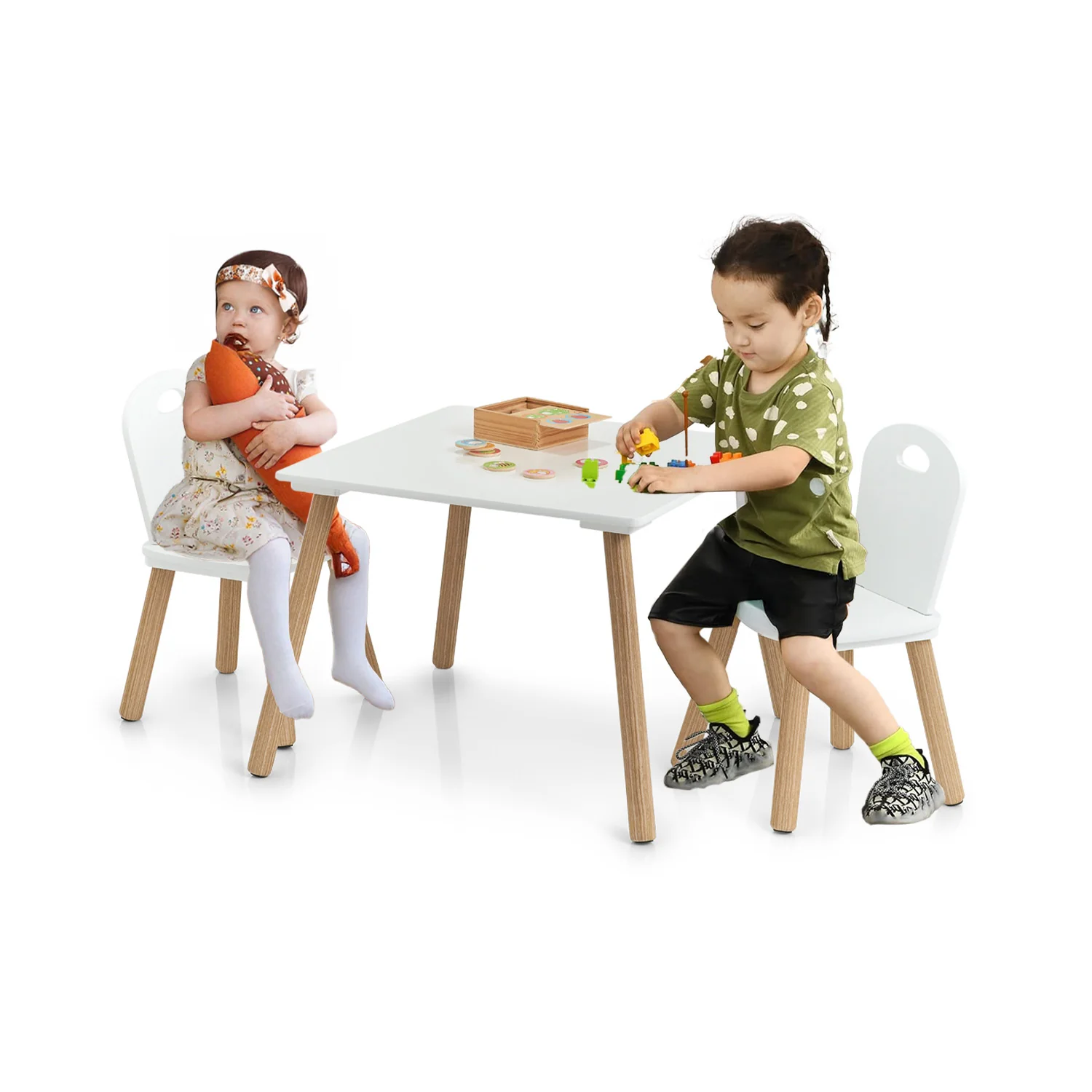 Image of Set 2 Sedie E Tavolo Per Bambini 55x55x43,5cm