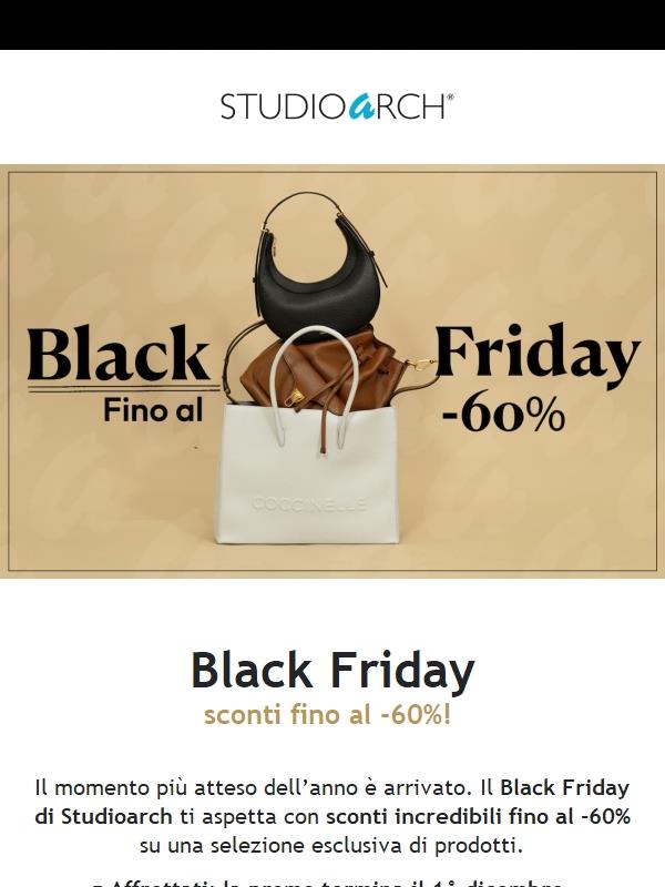 ⏰ Il BLACK FRIDAY è già qui: sconti fino al -60%!