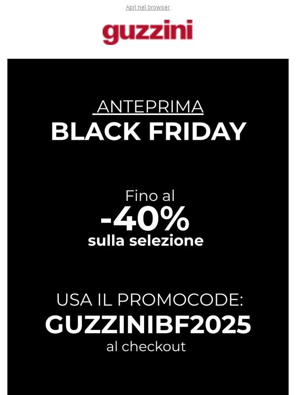 Anteprima BLACK FRIDAY— fino al 40%!