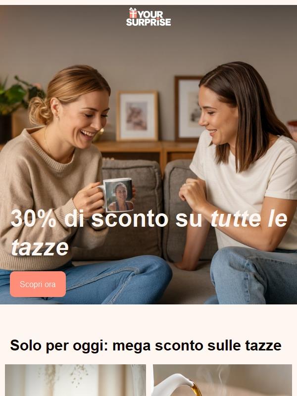 Offerta Black Friday: 30% di sconto su tutte le tazze ☕