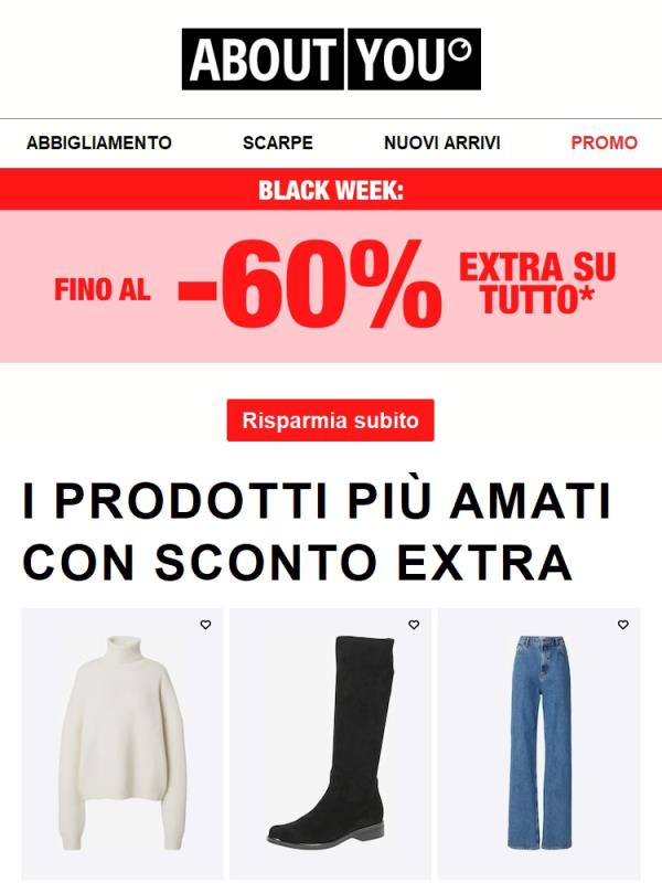 BLACK WEEK: fino al -60% di sconto EXTRA