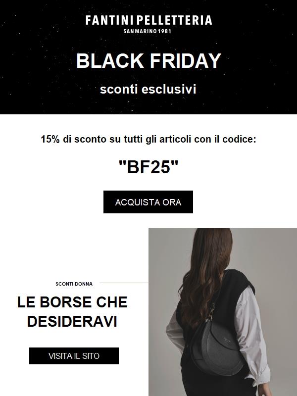 BLACK FRIDAY: Sconti fino al 25% su tutti gli articoli