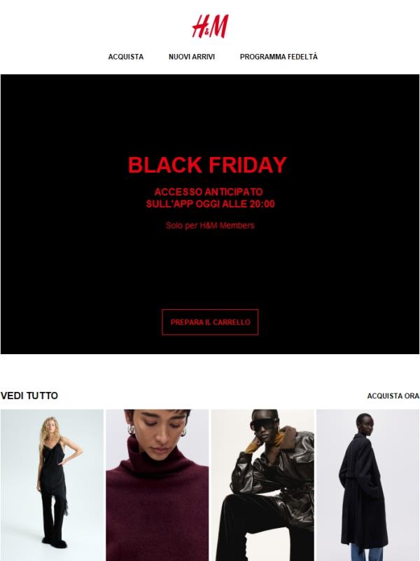 Oggi alle 20:00 Black Friday sull’app!