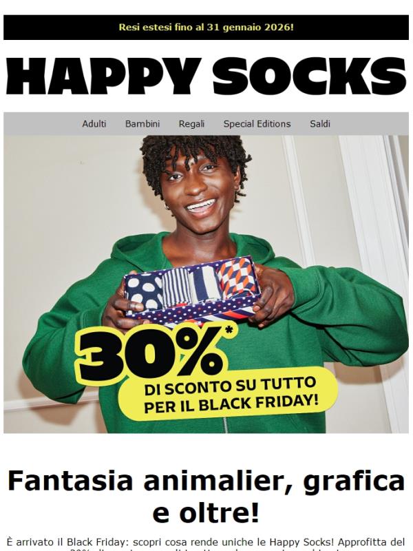 Black Friday – Sconto del 30% sui modelli di calze più venduti e su tutto il resto