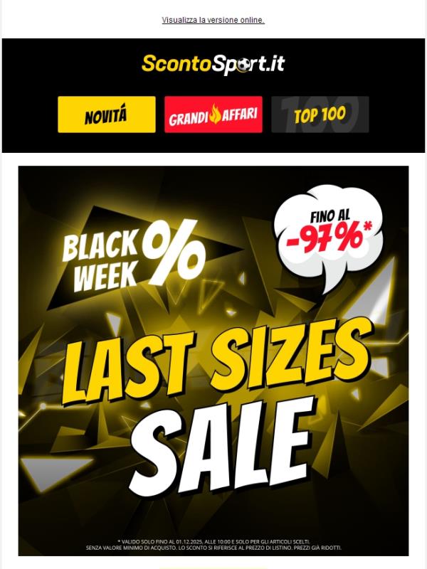 ⚡ BLACK WEEK Last Sizes Sale ⚡ Fino al 97 % di sconto!
