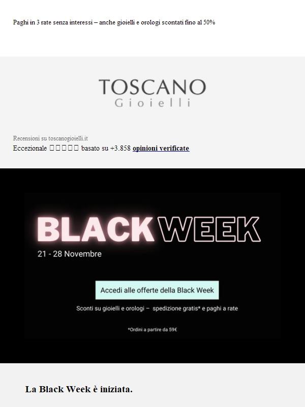 Black Week è ora: fino al 50% su gioielli e orologi
