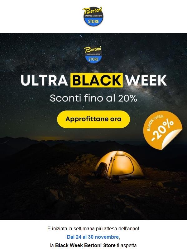 Una Black Week adrenalinica: fino al 20% di sconto!
