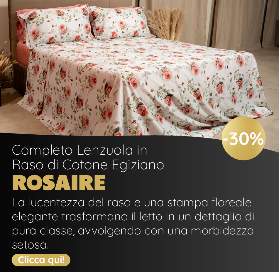 Completo Lenzuola Copriletto in Raso di Cotone Egiziano con Stampa Floreale - Rosaire