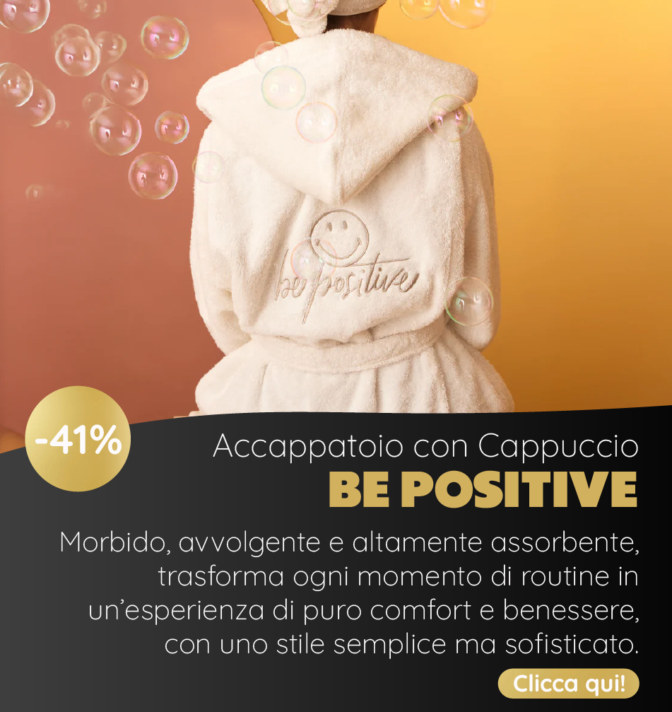 Accappatoio con Cappuccio in Spugna di Cotone - Be Positive