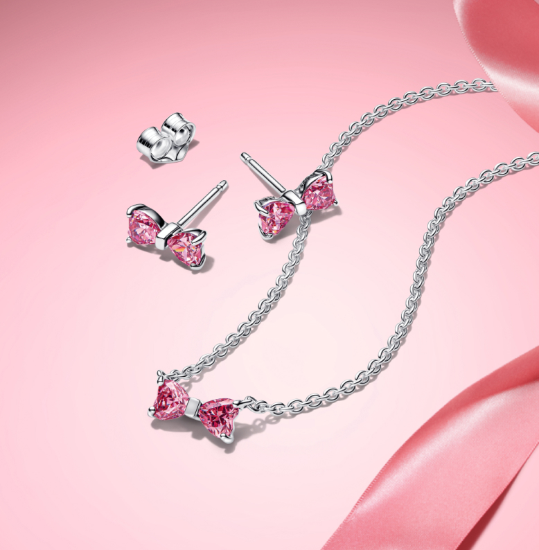 Sparkling Pink Bow Jewelry Gift Set