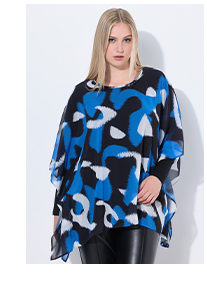 Tunica a doppio strato dal taglio oversize con scollo a girocollo e maniche lunghe