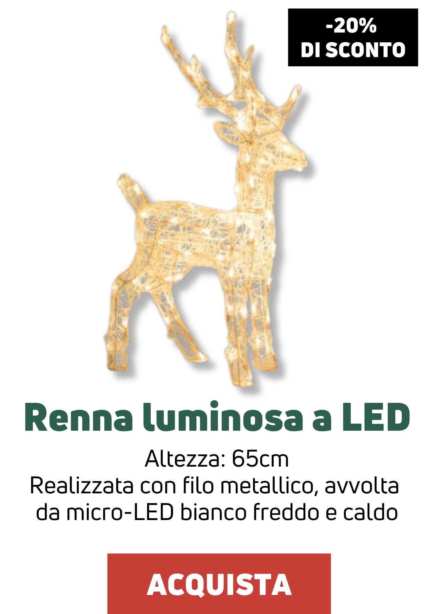 Renna luminosa a LED | Perrone Shop