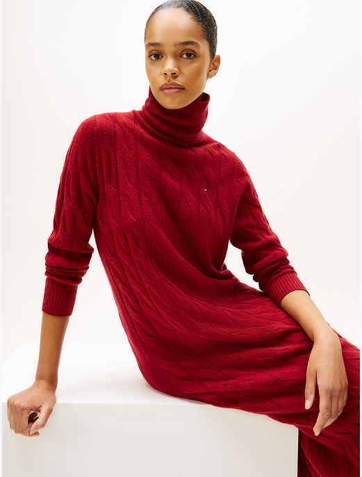 Vestito pullover midi in morbida lana