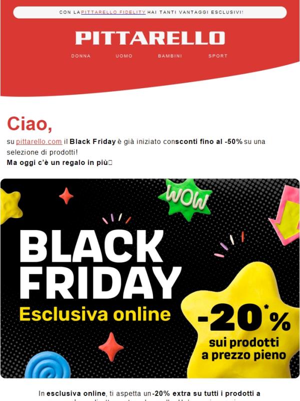 Black Friday esclusivo 🎉 -20% extra nel carrello!