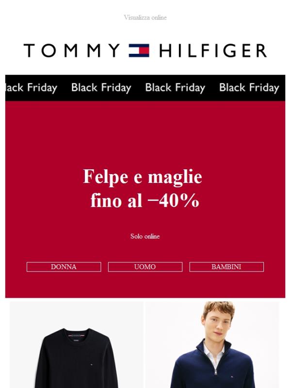 Oggi: fino al -40% su felpe e maglie.