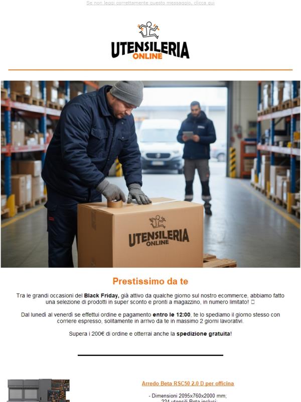 Spedizioni flash con il Black Friday 🚚