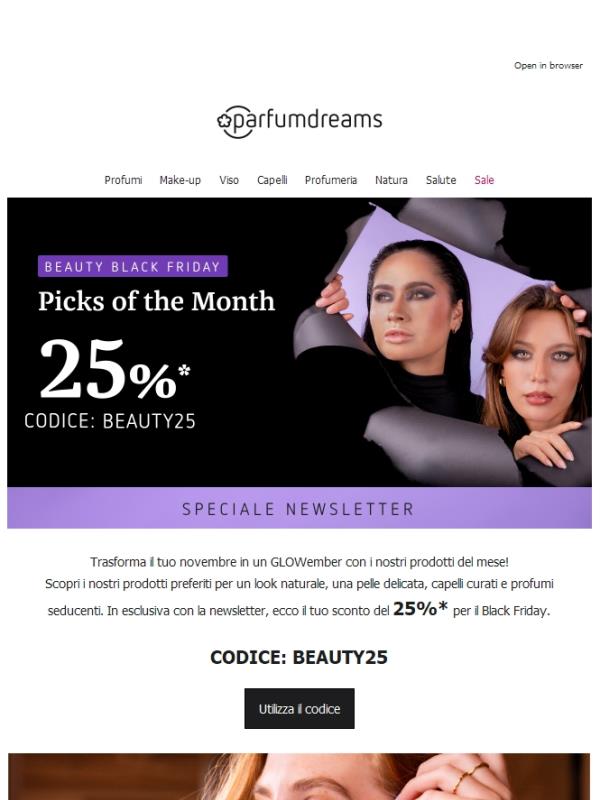 Solo con la newsletter! Codice del 25%: BEAUTY25 🌟