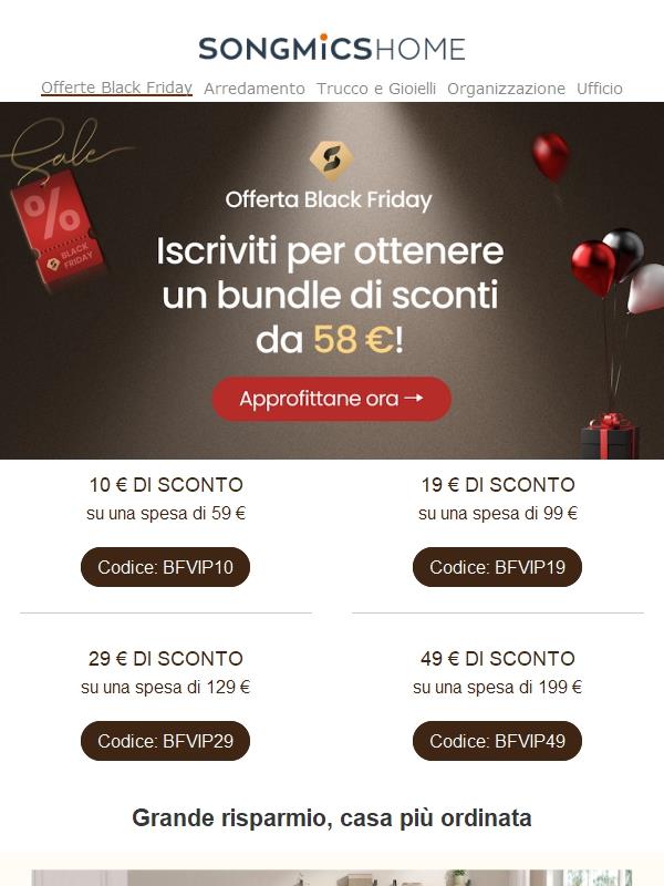 Non aspettare il Black Friday: risparmia fino a 58€ già da oggi!