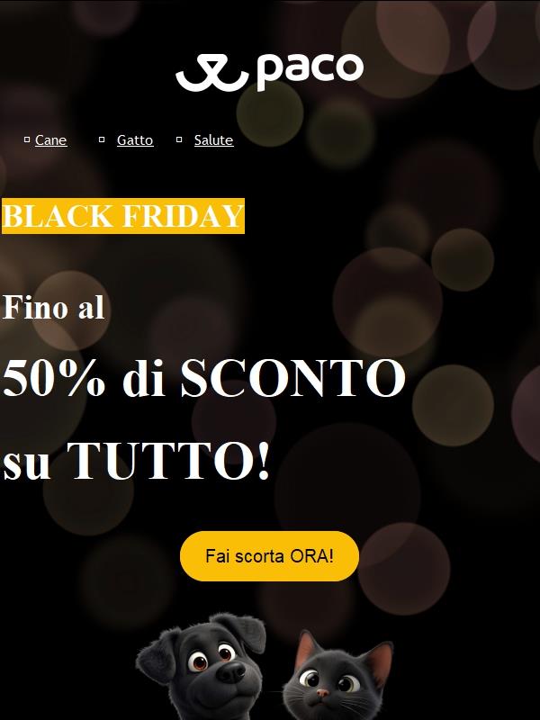 Fino al 50% di sconto su tutto il sito! Black Friday di Paco 🖤
