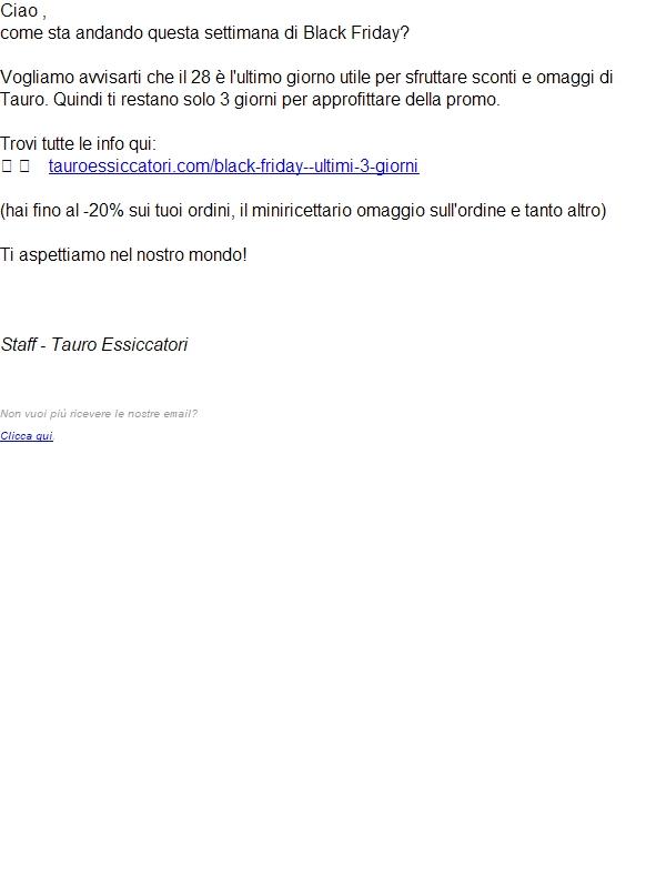 Ultimi 3 giorni di Black Friday