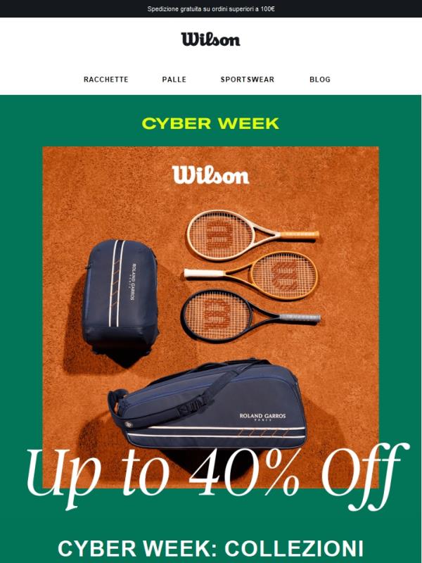 Cyber Week: scopri le collezioni Roland-Garros, Laver Cup e US Open ora scontate fino al 40%