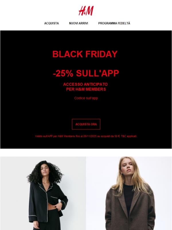 -25% Black Friday sull’app, ultimo giorno!
