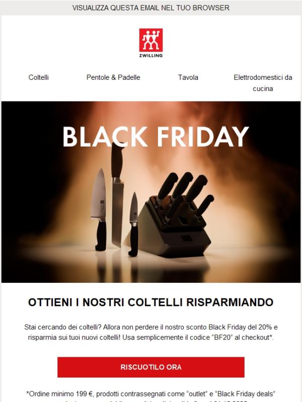 Coltelli a prezzi da Black Friday con il nostro codice