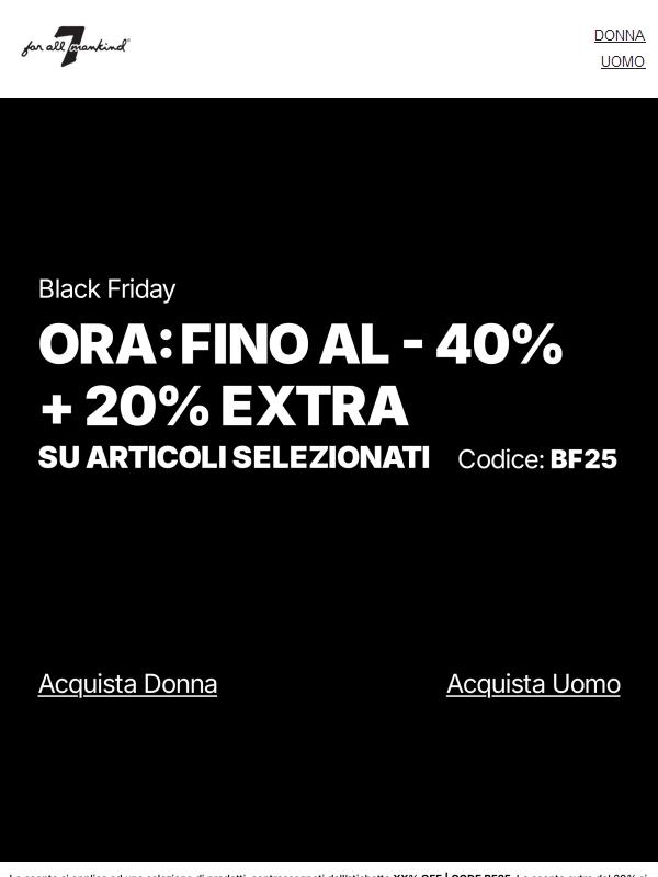 Ora fino al -40% + Extra 20%