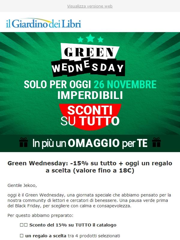 ⚡️ Green Wednesday: -15% su TUTTO + Scegli il tuo Regalo (fino a 18€)!