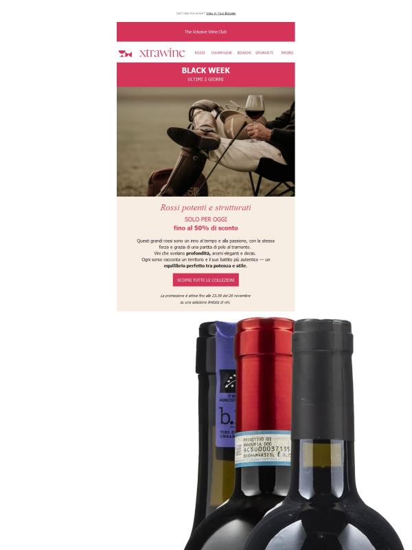 BLACK WEEK | GIORNO 3 - Grandi rossi scontati fino al 50%