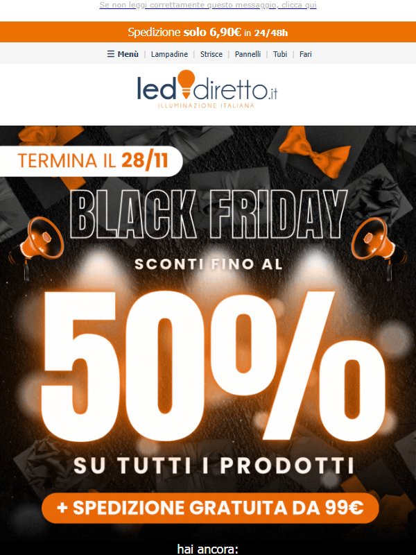 🖤 Black Friday -50% su tutto, solo per pochi giorni