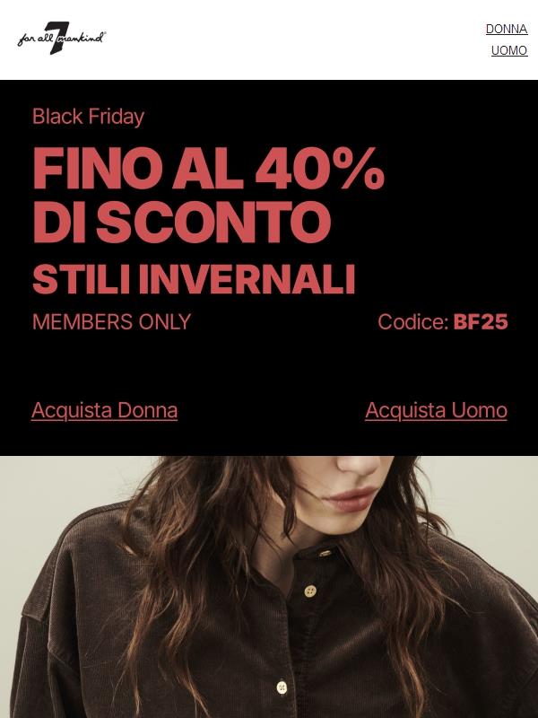 Fino al -40% sui look invernali | ULTIMO GIORNO