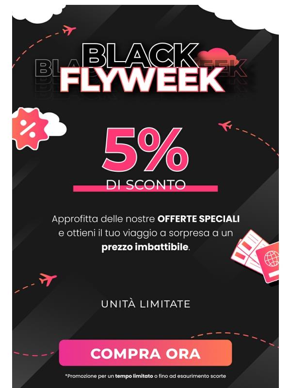 🎁 BLACK FRIDAY di FlyKube: 5% su tutto il sito + fino al 96% su carte regalo. Siamo impazziti!