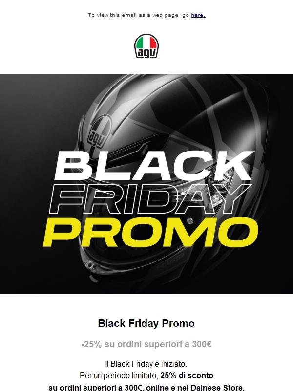 Black Friday AGV: caschi e accessori -25% oltre 300€