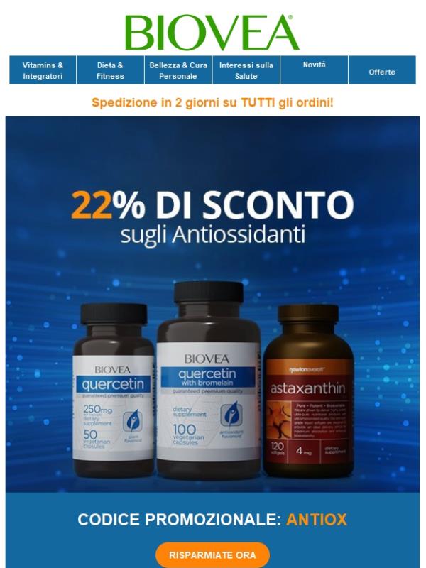Risparmiate il 22% sugli Antiossidanti! Solo per due giorni!