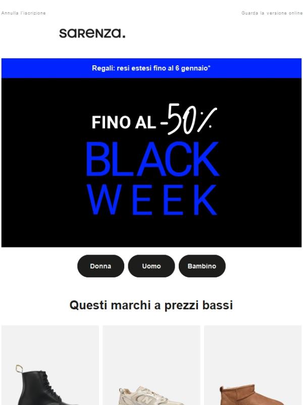 Black Week: Fino al 50% di sconto 😱