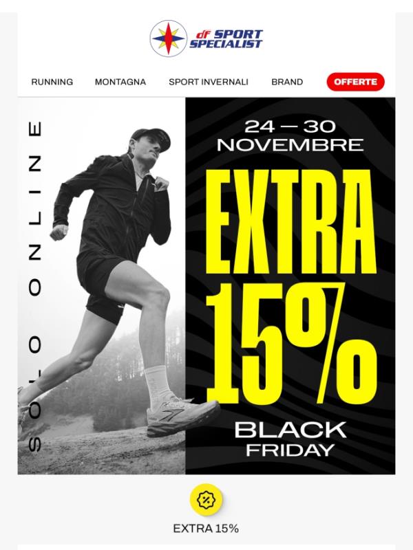 Extra 15% Online: il Black Friday continua