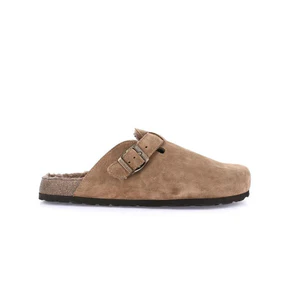 Grunland Pantofola Sabot Uomo in Camoscio Taupe con Fodera Peluche