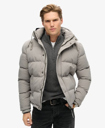 Superdry Maschio Giacca Puffer Corta Everest con Cappuccio Grigio Taglia:XXL