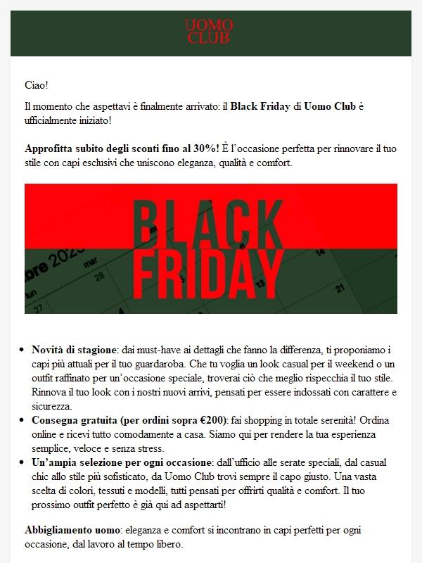 Solo per poche ore! Sconti Black Friday fino al 30% ⭐
