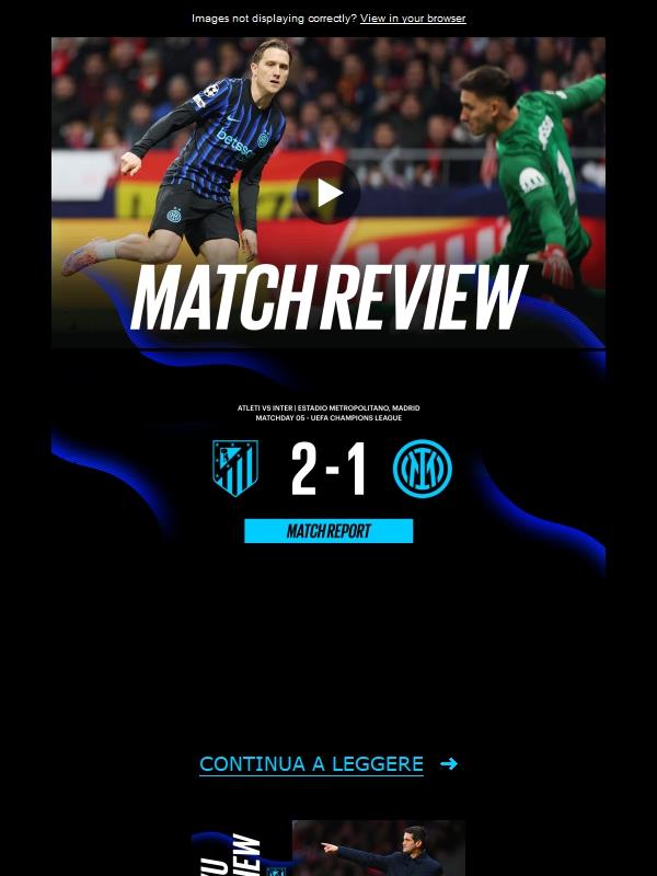 Match review, Atletico Madrid-Inter 2-1