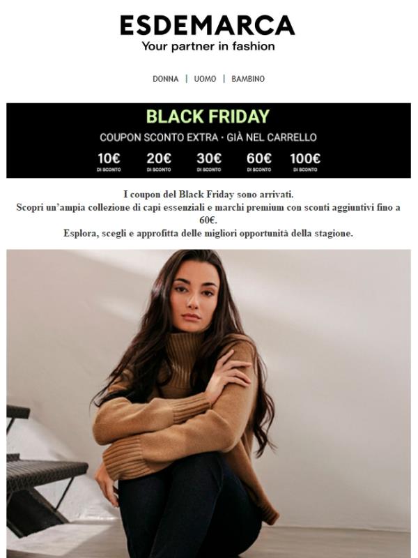 Coupon Black Friday: Fino a 100€ di sconto aggiuntivo