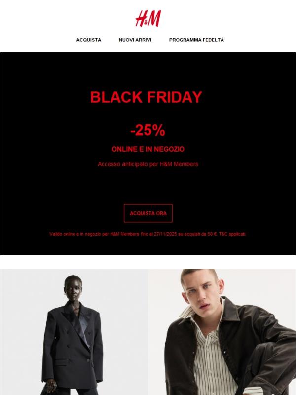 -25% per H&M Members online e in negozio