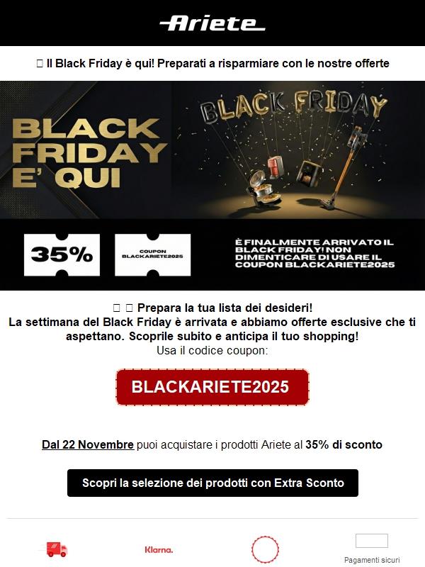 Black Friday Week: il tuo -35% è pronto