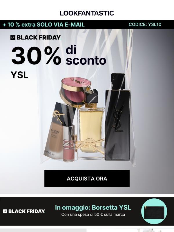 30% di sconto su YSL + 10% EXTRA
