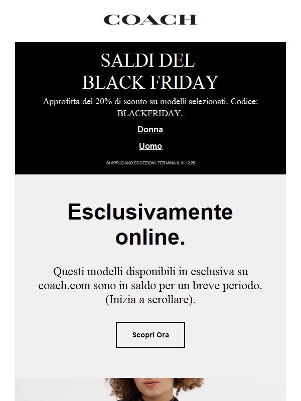 Sconto del 20% sulle borse in esclusiva online