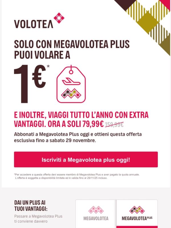 Voli a 1€ e con ancora più vantaggi