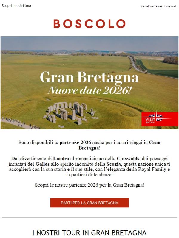 Gran Bretagna: nuove date 2026