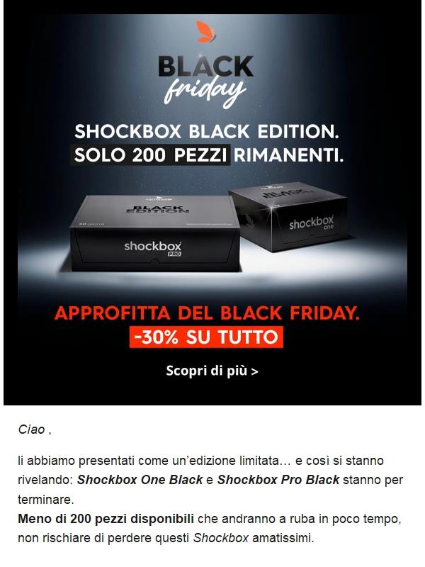 Ultimi pezzi di Shockbox Black... non perderli!